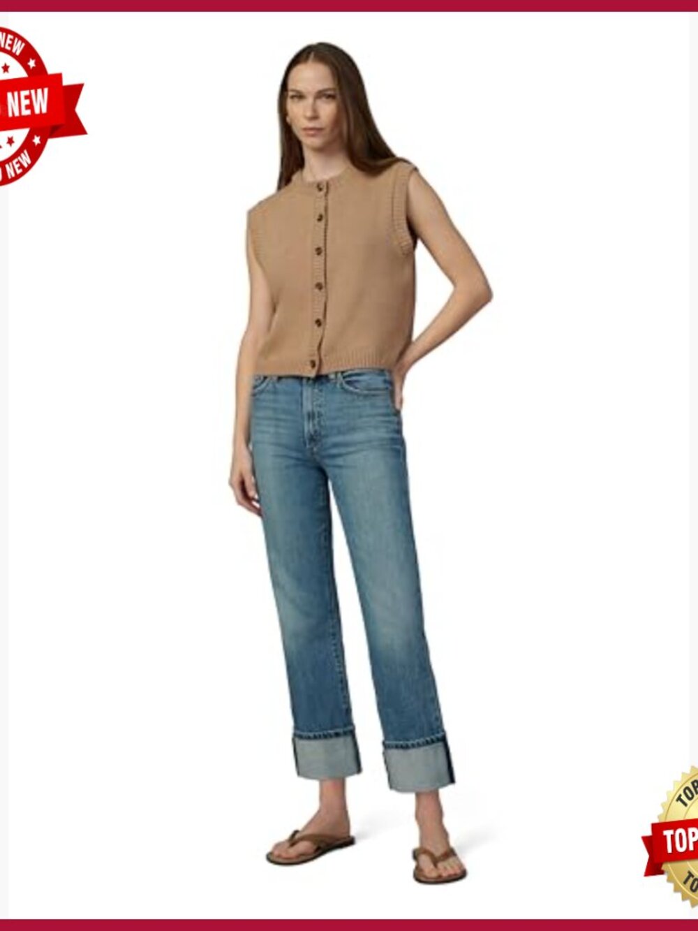 High Rise Straight Leg Jeans, 32" Inseam, Lightweight Denim - Picture 6 of 7